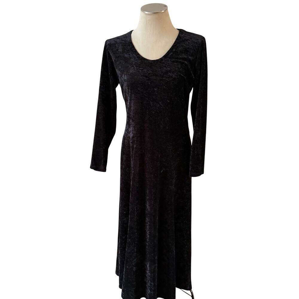 Vtg Y2K 2000s Black Velvet A Line Maxi Dress Sz 12 Whimsygoth Fairy Grunge Witch